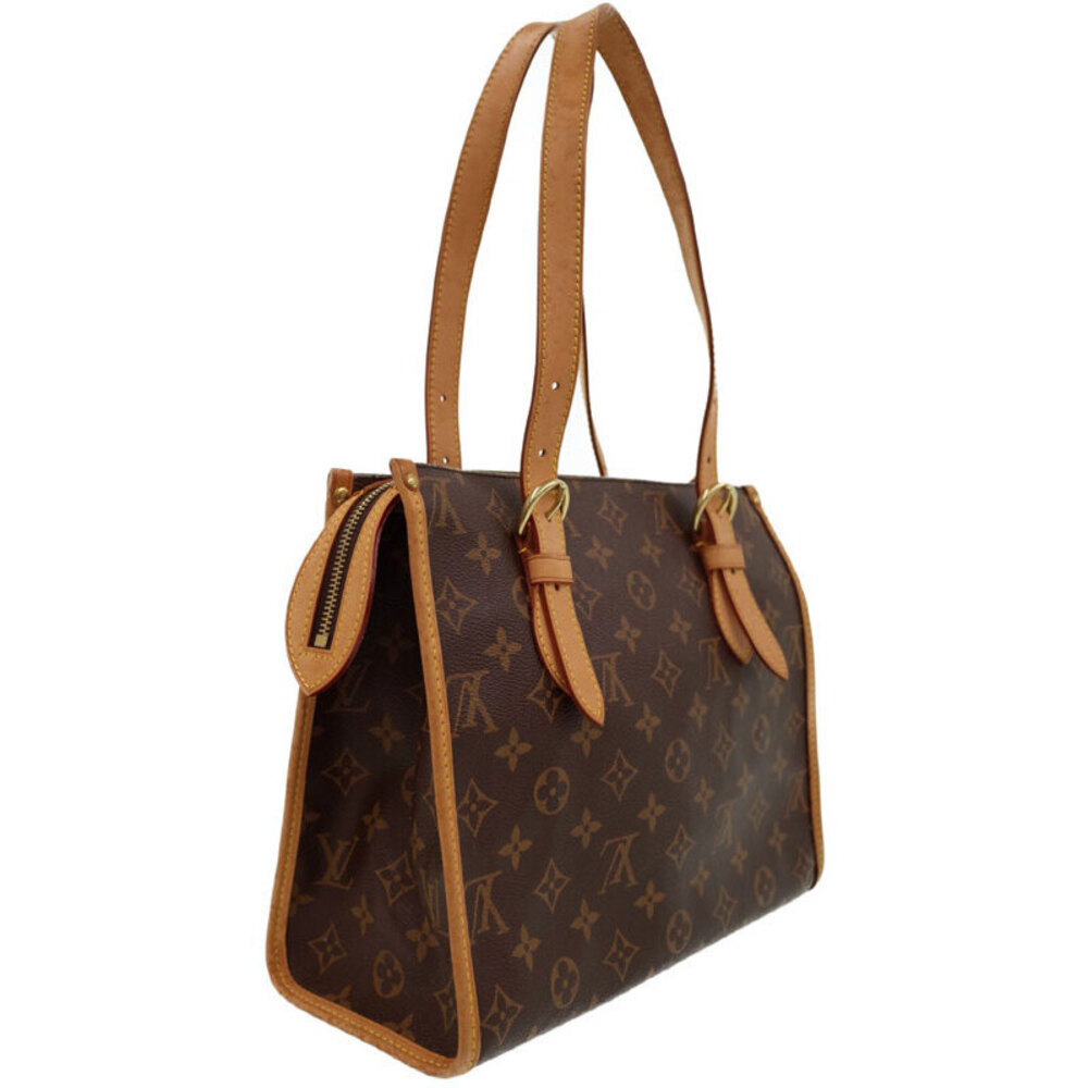 Louis Vuitton Monogram Bag Shoulder Brown Leather Popincourt